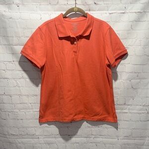 L.L. Bean Women's Short Sleeve Polo in Coral 100% cotton Size Large